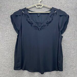 Torrid Womans Blouse Size 3X Boho Flutter Sleeve Crochet Neckline Plus Size Top